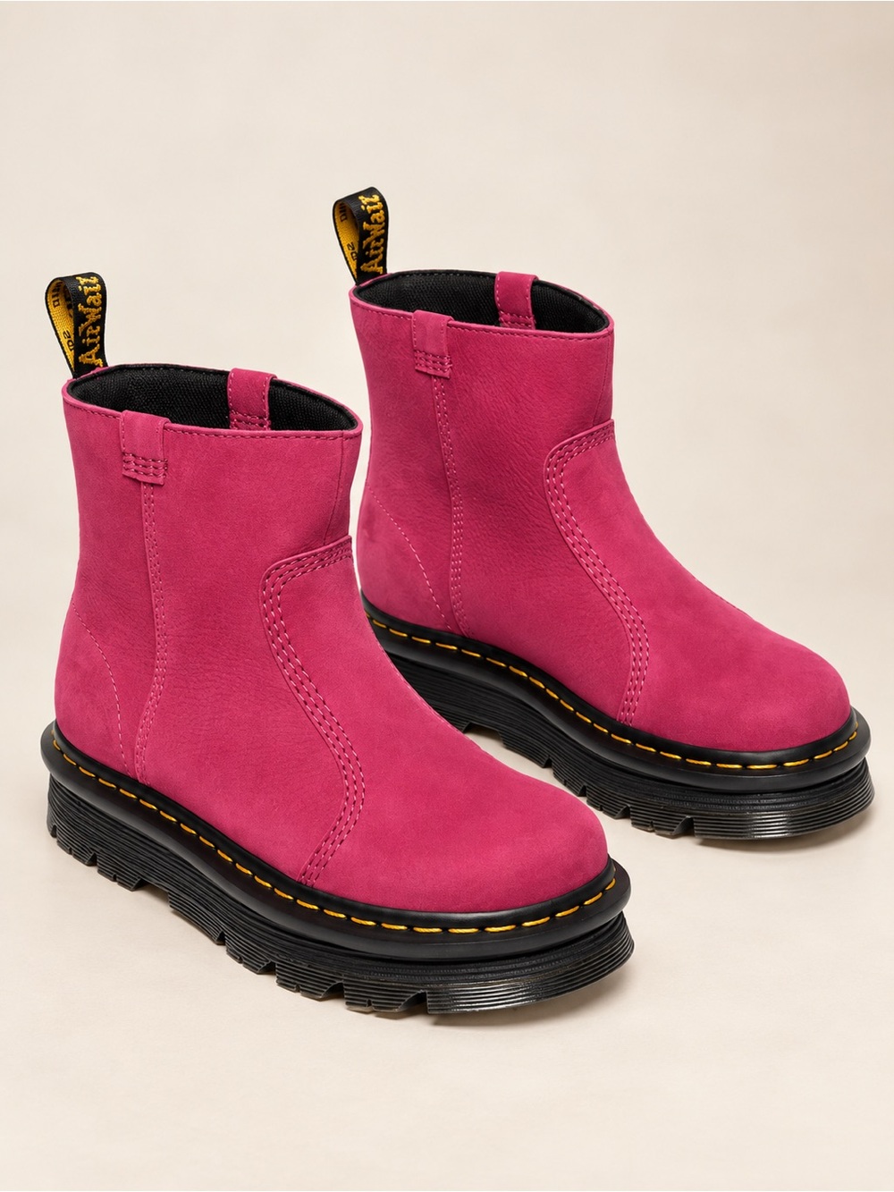 Dr. Martens Zebzag Rigger Slip-On Nubuck Boots in Fuschia Pink 7 NWOB
